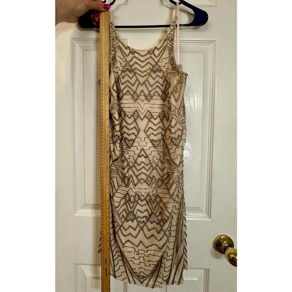 NWT Parker Monaco Beaded Open Back Shift Dress Women's Medium - Picture 8 of 11